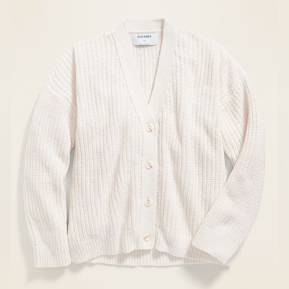 NWOT Old Navy Girls slouchy shaker-stitch button-front cardigan, size XL 14/16